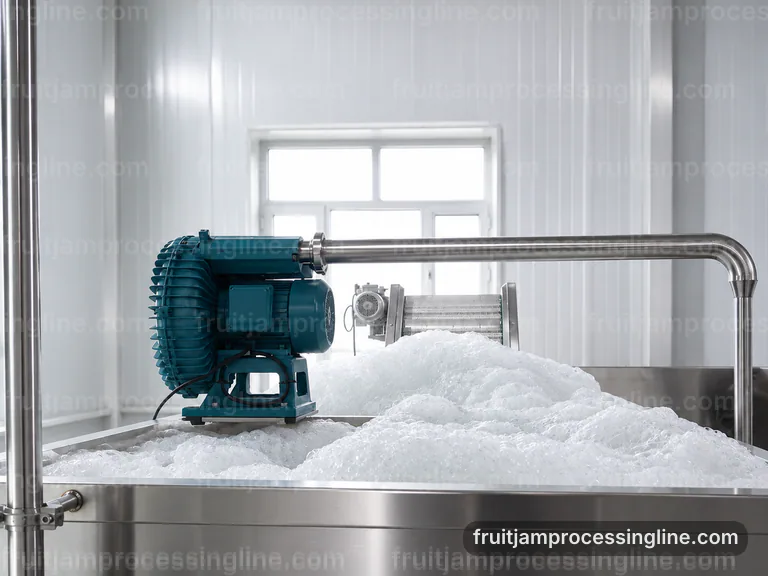 industrial fruit jam processing line, plant integration: vacuum jam cooker connection view