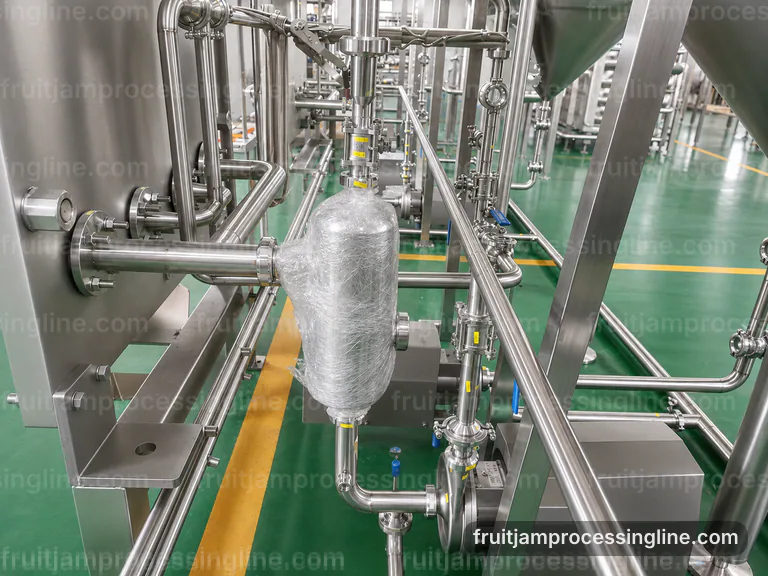 industrial fruit jam processing line, operating principle: batch mixing with controlled concentration section connection view