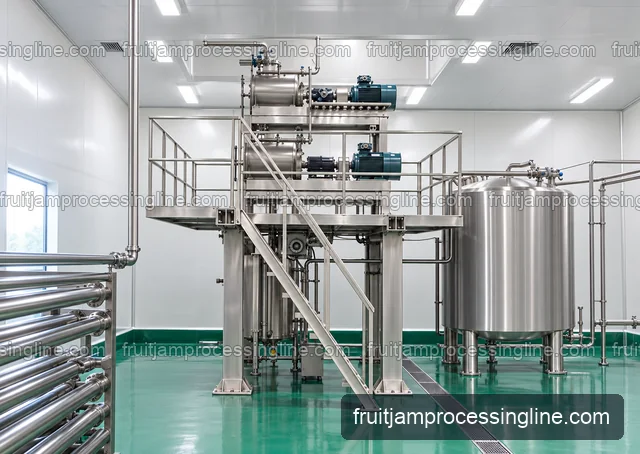 Stainless process vessels and pipework on an elevated platform